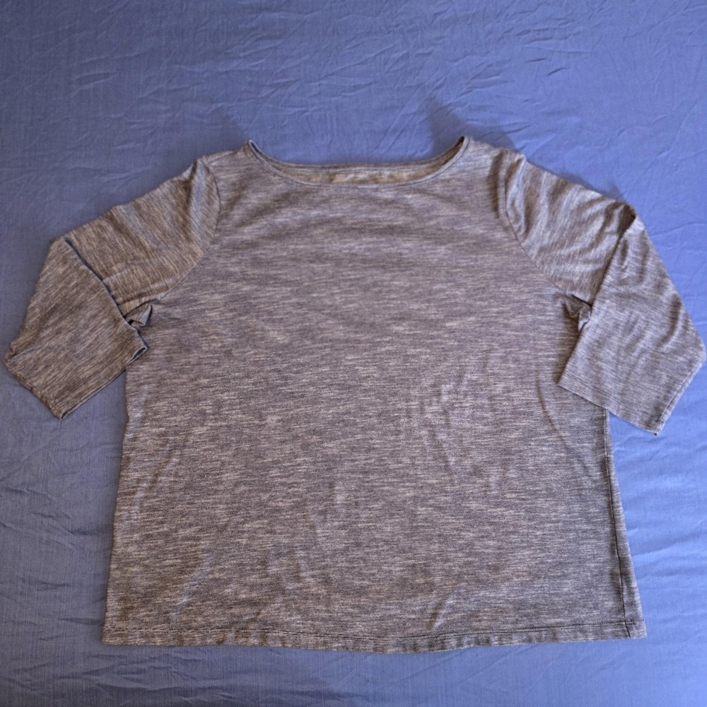 Talbots Shirt Womens 2X Blue Striped 3/4 Sleeve Scoop Neck Jersey Top Cotton